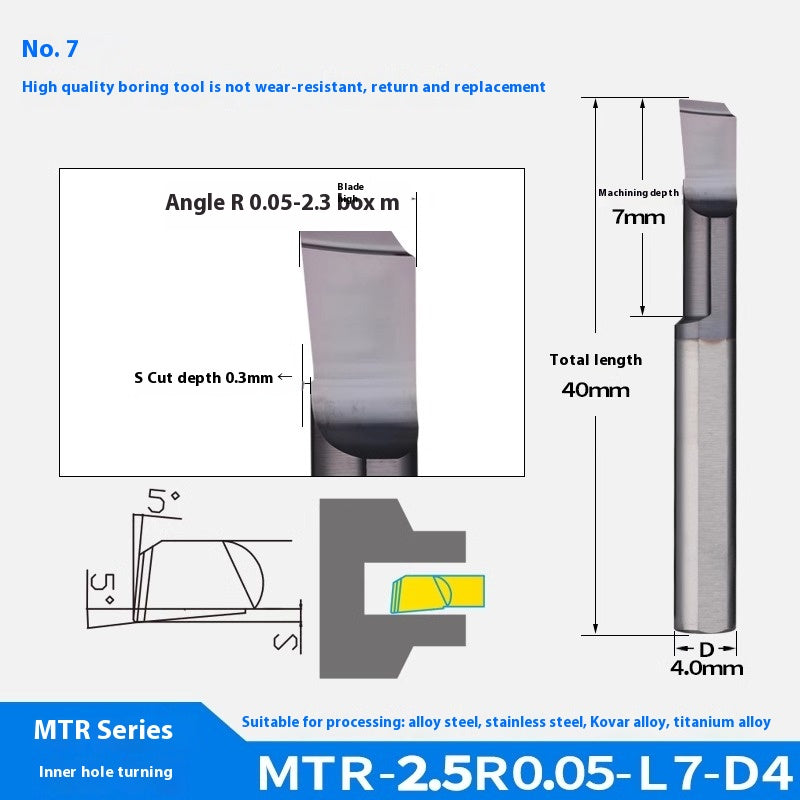 1123-Tungsten steel small hole boring cutter MTR centering machine stainless steel special small diameter boring cutter integral tungsten carbide internal hole boring cutter Shandong Denso Pricision Tools Co.,Ltd.